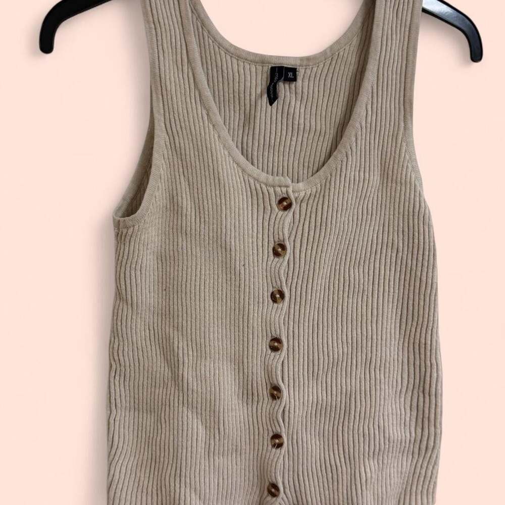Women's Tan and Cream Vest